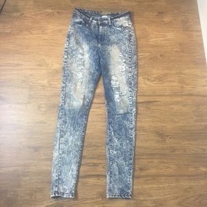 Acid wash high waisted destructed jeans